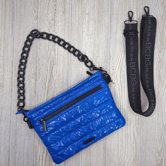 BCBGeneration Women's Convertible Blue Nylon Crossbody Shoulder Bag Purse - Picture 1 of 12